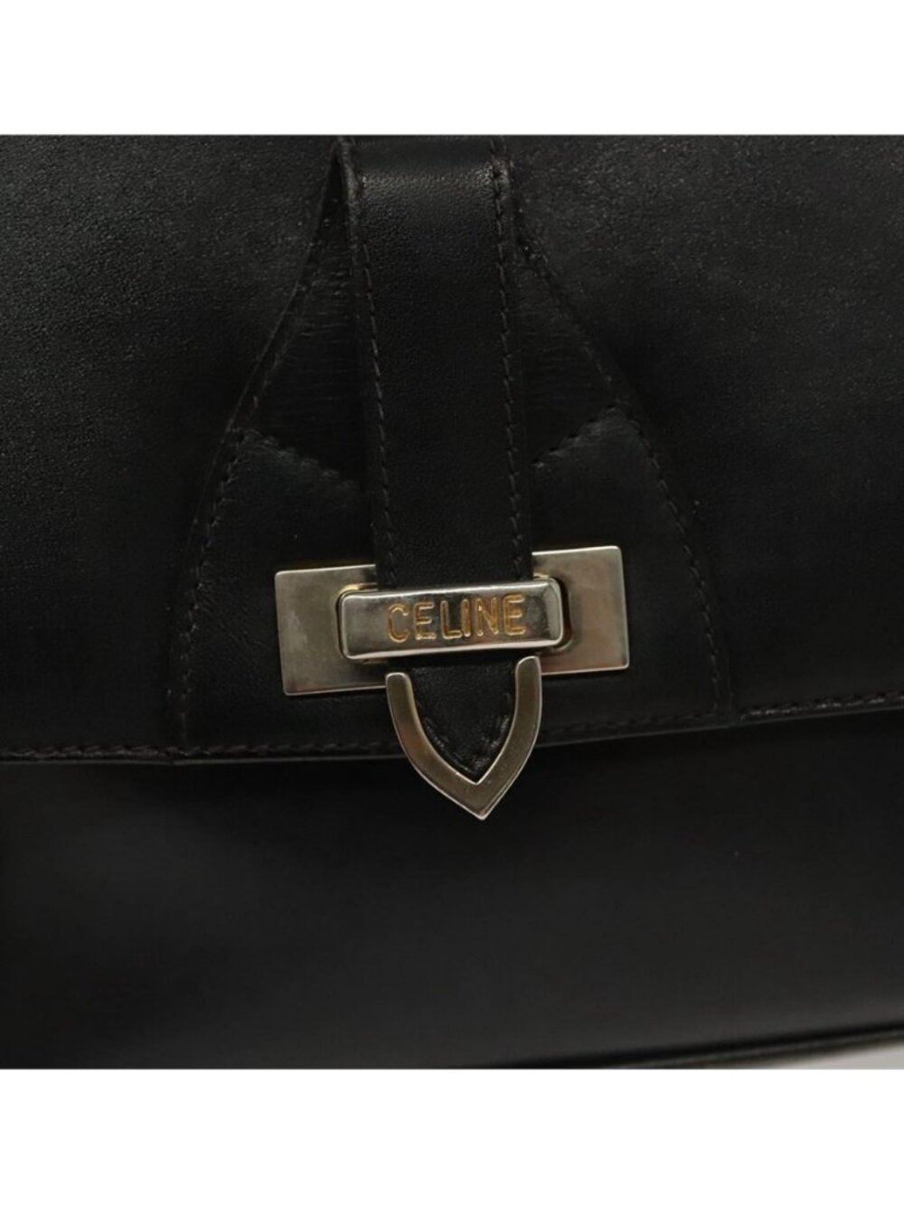 Authentic CELINE Shoulder Bag Leather Navy Gold - Picture 11 of 16